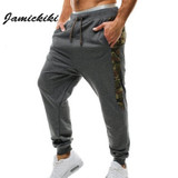 Jamickiki Brand Pantalon Homme 2016 Fashion Harem Pants Men Camo Patchwork Fitness Cotton Sweatpants Bodybuilding Trousers