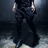 Jamickiki Brand Mens High Streetwear Harem Pants 2016 Korean Style Fashion Side Big Pockets Design Black Casual Trousers Men