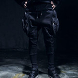 Jamickiki Brand Mens High Streetwear Harem Pants 2016 Korean Style Fashion Side Big Pockets Design Black Casual Trousers Men