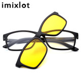 IMIXLOT Polarized Magnetic Sunglasses Clip Magnet Mirrored Clip on Glasses Men Flip Myopia Women Prescription Optical