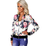 Fashion Floral Print Women Basic Coats 2017 Autumn Winter Bomber Jacket Long Sleeve Casual Basic Jackets jaqueta feminina