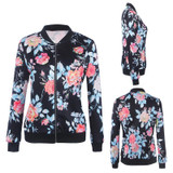 Fashion Floral Print Women Basic Coats 2017 Autumn Winter Bomber Jacket Long Sleeve Casual Basic Jackets jaqueta feminina