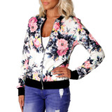 Fashion Floral Print Women Basic Coats 2017 Autumn Winter Bomber Jacket Long Sleeve Casual Basic Jackets jaqueta feminina