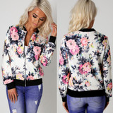 Fashion Floral Print Women Basic Coats 2017 Autumn Winter Bomber Jacket Long Sleeve Casual Basic Jackets jaqueta feminina
