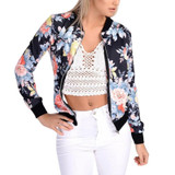 Fashion Floral Print Women Basic Coats 2017 Autumn Winter Bomber Jacket Long Sleeve Casual Basic Jackets jaqueta feminina