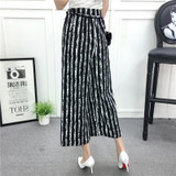 Fashion Flora Embroidery Pants Women High Waist Slim Female Wide Leg Pants Vintage Black Split Ladies Casual Pants witth Bow tie
