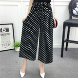 Fashion Flora Embroidery Pants Women High Waist Slim Female Wide Leg Pants Vintage Black Split Ladies Casual Pants witth Bow tie
