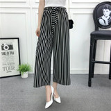 Fashion Flora Embroidery Pants Women High Waist Slim Female Wide Leg Pants Vintage Black Split Ladies Casual Pants witth Bow tie