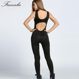 Fashion Fitness Jumpsuit Women Sexy Elasticity Mesh Patchwork Bodycon Jumpsuit Back Cut Out Sportsuit Jumpsuit Slim Overalls