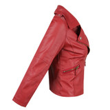 Fashion Female Red Slim PU Leather Jacket Women Coat Short Jacket