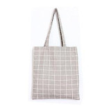 Fashion Female Canvas Beach Bag Plaid Casual Tote Women Canvas Handbag Daily Use Single Shoulder Shopping Bags
