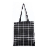Fashion Female Canvas Beach Bag Plaid Casual Tote Women Canvas Handbag Daily Use Single Shoulder Shopping Bags