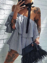 Fashion Falbala Off-the-shoulder Mini Dress