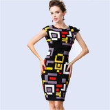 Fashion Evening Party Dress Print Ladies European Vintage Pencil Summer Women Clothes Vestidos Casual Bodycon Dresses