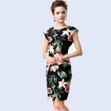 Fashion Evening Party Dress Print Ladies European Vintage Pencil Summer Women Clothes Vestidos Casual Bodycon Dresses
