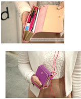 Fashion Envelope Card Hold Wallet PU Leather Long Purse Clutch Case Cover for Phones 4 color