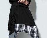 Fashion Elastic Waist Drop Crotch Harem Pants Men Plaid Pencil Pants Hip Hop Loose Casual Spliced Trousers For Male Street Wear