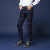 Fashion Design High Quality Men Biker Jeans Ripped Skinny Jeans Men Denim Zipper Hip Hop Jeans Men Elastic Jeans Men Size 29-42