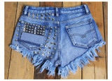 Fashion Denim High Waist Jean Woman Mini Womens Shorts Sexy Women Rivet Tight Hot  Casual Short Jeans Feminino Hotpants