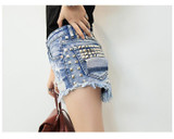 Fashion Denim High Waist Jean Woman Mini Womens Shorts Sexy Women Rivet Tight Hot  Casual Short Jeans Feminino Hotpants