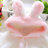 Fashion cute girls fleece faux fur hooded cute rabbit coats for babies