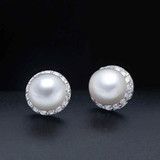 Fashion Cute Crystal Pearl Ear Stud