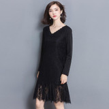 fashion cotton lace black plus size women casual autumn spring dress vestidos femininos 2017 dresses 5XL