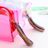 Fashion cosmetic bags Women Colorful Transparent Pencil Case Cosmetic Bag Makeup bag super quality sac maquillage