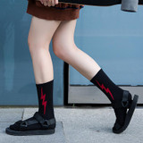 Fashion Cool Lightning Paterned Short Socks Women Vintage Skateboard Cotton Socks Female Art Funny Harajuku Low Socks Hipster