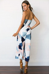 Fashion Color-Block Off-the-shoulder Backless Long Jumpsuits