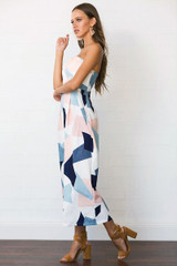 Fashion Color-Block Off-the-shoulder Backless Long Jumpsuits