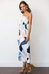 Fashion Color-Block Off-the-shoulder Backless Long Jumpsuits