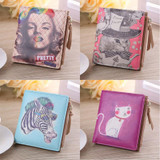 Fashion Coin Purse&amp;Wallets Women Vintage Marilyn Monroe Cartoon Cat Women Wallets Brand Female Thin Short Wallet Clutch Purses