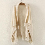 Fashion Coat Tassel Autumn Winter Knitted Cardigan Women Geometric Printed Long Sleeve Crochet Loose Women's Sweaters 60161