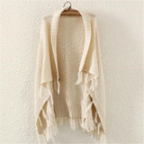 Fashion Coat Tassel Autumn Winter Knitted Cardigan Women Geometric Printed Long Sleeve Crochet Loose Women's Sweaters 60161