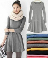 Fashion Clothes Vestidos Women Dress 2017 Spring Autumn Winter Dress Female 100% Cotton O-Neck Long Sleeve Dress Woolen Dresses