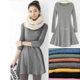 Fashion Clothes Vestidos Women Dress 2017 Spring Autumn Winter Dress Female 100% Cotton O-Neck Long Sleeve Dress Woolen Dresses