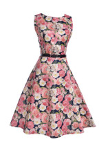 2017 New Brand Spring Summer Dress Women Clothing Vintage Floral Printed Dress Plus Size Maxi Dresses Big Swing Party Vestidos