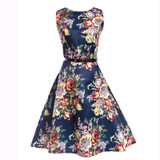 2017 New Brand Spring Summer Dress Women Clothing Vintage Floral Printed Dress Plus Size Maxi Dresses Big Swing Party Vestidos