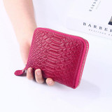 2017 New Brand Women Wallet Genuine Leather Snake Pattern Short Wallet Leather Women Coin Purse Zipper Women Card Holder Bag