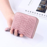 2017 New Brand Women Wallet Genuine Leather Snake Pattern Short Wallet Leather Women Coin Purse Zipper Women Card Holder Bag