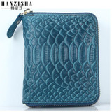 2017 New Brand Women Wallet Genuine Leather Snake Pattern Short Wallet Leather Women Coin Purse Zipper Women Card Holder Bag