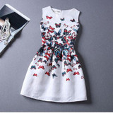 2017 New Brand Spring Summer Plus Size Women Print Floral Vest Dress O Neck Sleeveless A Line Party Fashion Dresses Vestidos