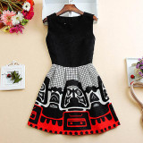 2017 New Brand Spring Summer Plus Size Women Print Floral Vest Dress O Neck Sleeveless A Line Party Fashion Dresses Vestidos