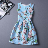 2017 New Brand Spring Summer Plus Size Women Print Floral Vest Dress O Neck Sleeveless A Line Party Fashion Dresses Vestidos