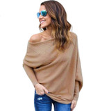 Batwing Sleeve Knitted Sweater Women Autumn Winter Pullover Sexy Off Shoulder Solid Sweaters Oversized Loose Female Tops