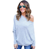 Batwing Sleeve Knitted Sweater Women Autumn Winter Pullover Sexy Off Shoulder Solid Sweaters Oversized Loose Female Tops