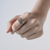 Silver Color Jewellery Vintage Layered Large Open Ring Silver Color Jewellery Vintage Layered Large Open Ring