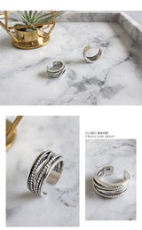 Silver Color Jewellery Vintage Layered Large Open Ring