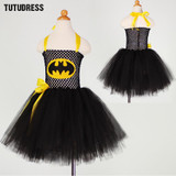Batman Cosplay Halloween Costume For Kids Tulle Tutu Dress Girl Christmas Party Birthday Performance Dresses Girl Princess Dress